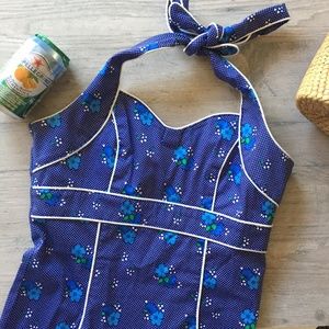 Voodoo Vixen Blue Flower Print Wiggle Dress
